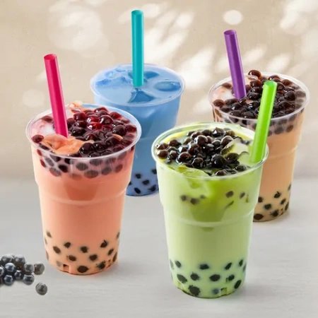 Трубочки без изгиба 12х240 в индивидуальной упаковке цветные Bubble Tea скошенный край /250 штук