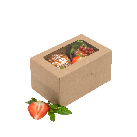 Коробка ONEBOX 1200 мл крафт ОКНО (150х100х85) /25/250