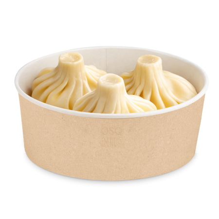 Контейнер бумажный 1300мл Round Bowl крафт d=180 с ПЛОСКОЙ крышкой /35/210