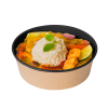 Контейнер бумажный 750мл Round Bowl BLACK с ПЛОСКОЙ крышкой /45/270