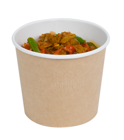Контейнер бумажный 500мл Round Bowl крафт с пластиковой крышкой /30/600/