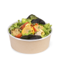 Контейнер бумажный 1300мл Round Bowl крафт d=180 с ПЛОСКОЙ крышкой /35/210