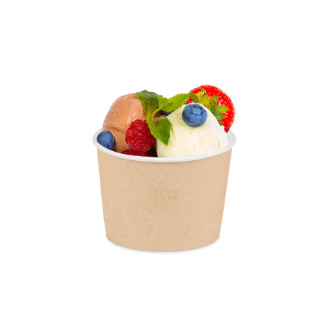 Контейнер бумажный 300мл Round Bowl крафт с пластиковой крышкой /30/600