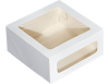 Коробка для торта 260х260х100 с окном белая Cake Window White