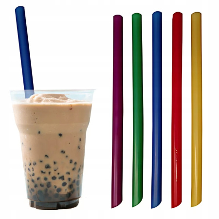 Трубочки без изгиба 12х240 в индивидуальной упаковке цветные Bubble Tea скошенный край /250 штук