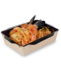 Контейнер картонный с пластиковой крышкой ECO OPSALAD 220х160х55 1000 мл BLACK WOOD
