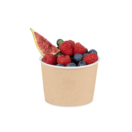 Контейнер бумажный 300мл Round Bowl крафт с пластиковой крышкой /30/600