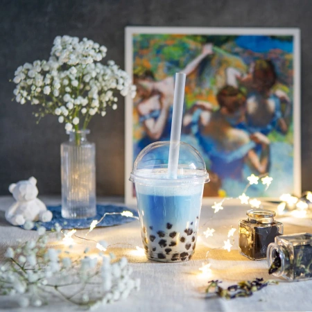 Трубочки без изгиба 12х210 в индивидуальной упаковке прозрачные Bubble Tea скошенный край /250 штук