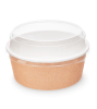 Контейнер бумажный 750мл Round Bowl крафт d=150 с КУПОЛЬНОЙ крышкой /45/270