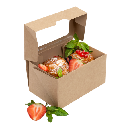 Коробка ONEBOX 1200 мл крафт ОКНО (150х100х85) /25/250
