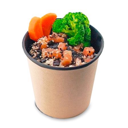 Контейнер бумажный 500мл Round Bowl BLACK с пластиковой крышкой /30/600